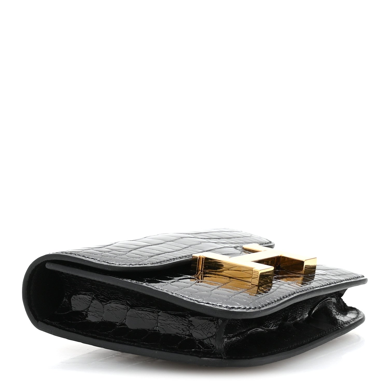Shiny Alligator Constance Slim Wallet Black