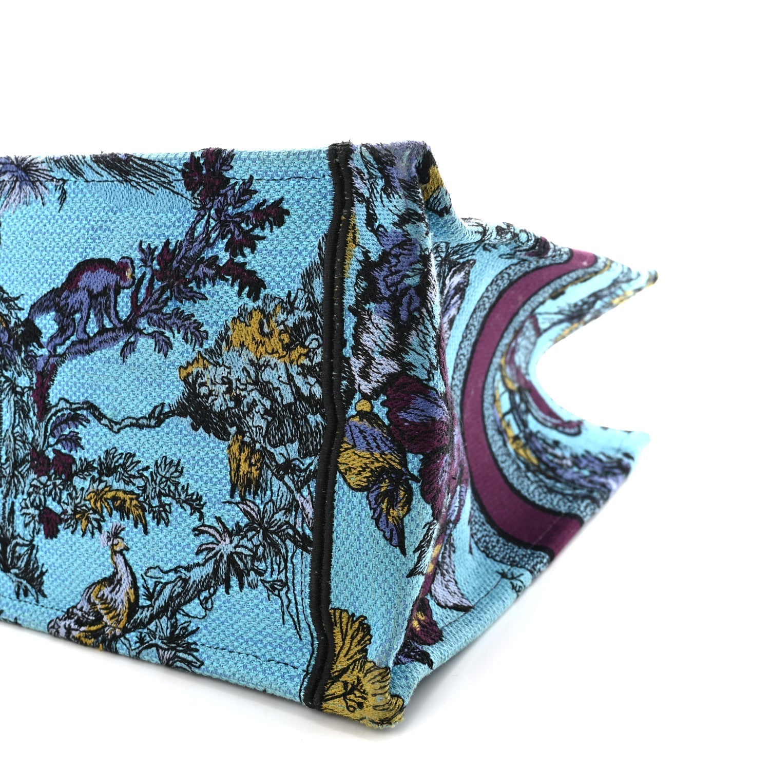 Canvas Embroidered Large Toile de Jouy Voyage Book Tote Celestial Blue