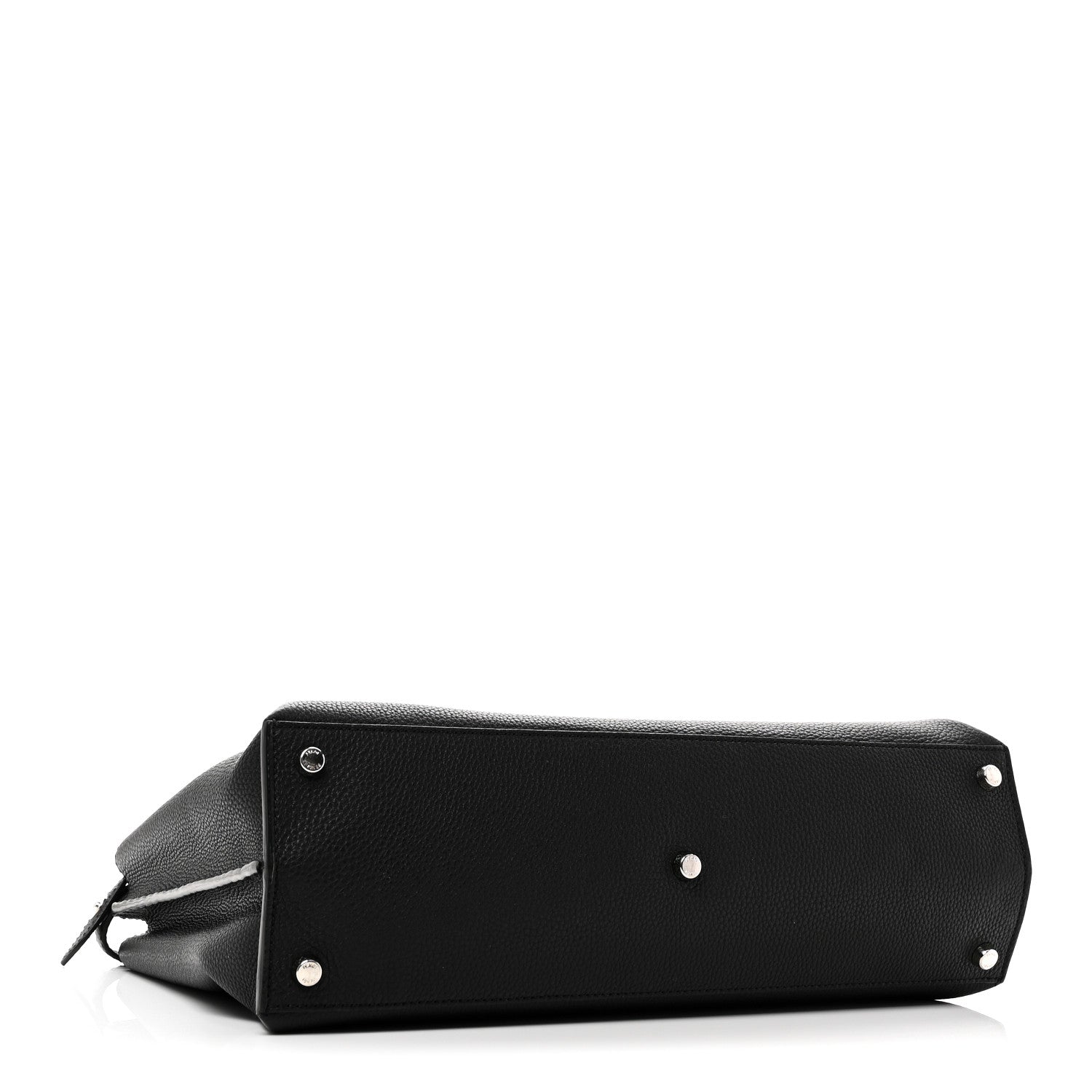 Cuoio Romano Selleria Vitello Grace Glazed Fabric FF 1974 Large Peekaboo Iconic Essential Satchel Black