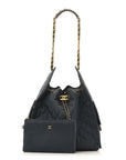 Canvas Quilted Medium CHNL 25 Handbag Dark Blue