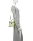Lambskin Quilted Trendy Vanity Case Sea Green