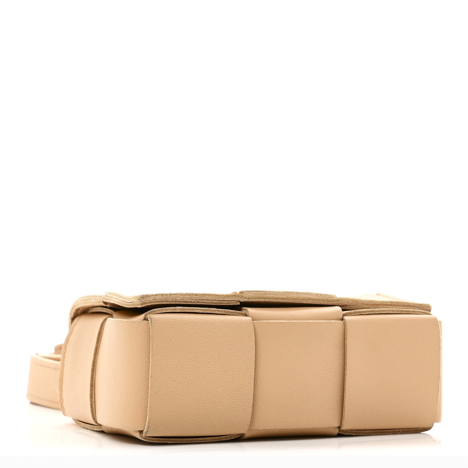 Lambskin Maxi Intrecciato Extra Mini Cassette Crossbody Bag Almond