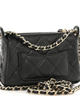 Shiny Crumpled Lambskin Quilted Mini Clutch With Chain Black