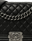 Lambskin Quilted Medium Boy Flap Black