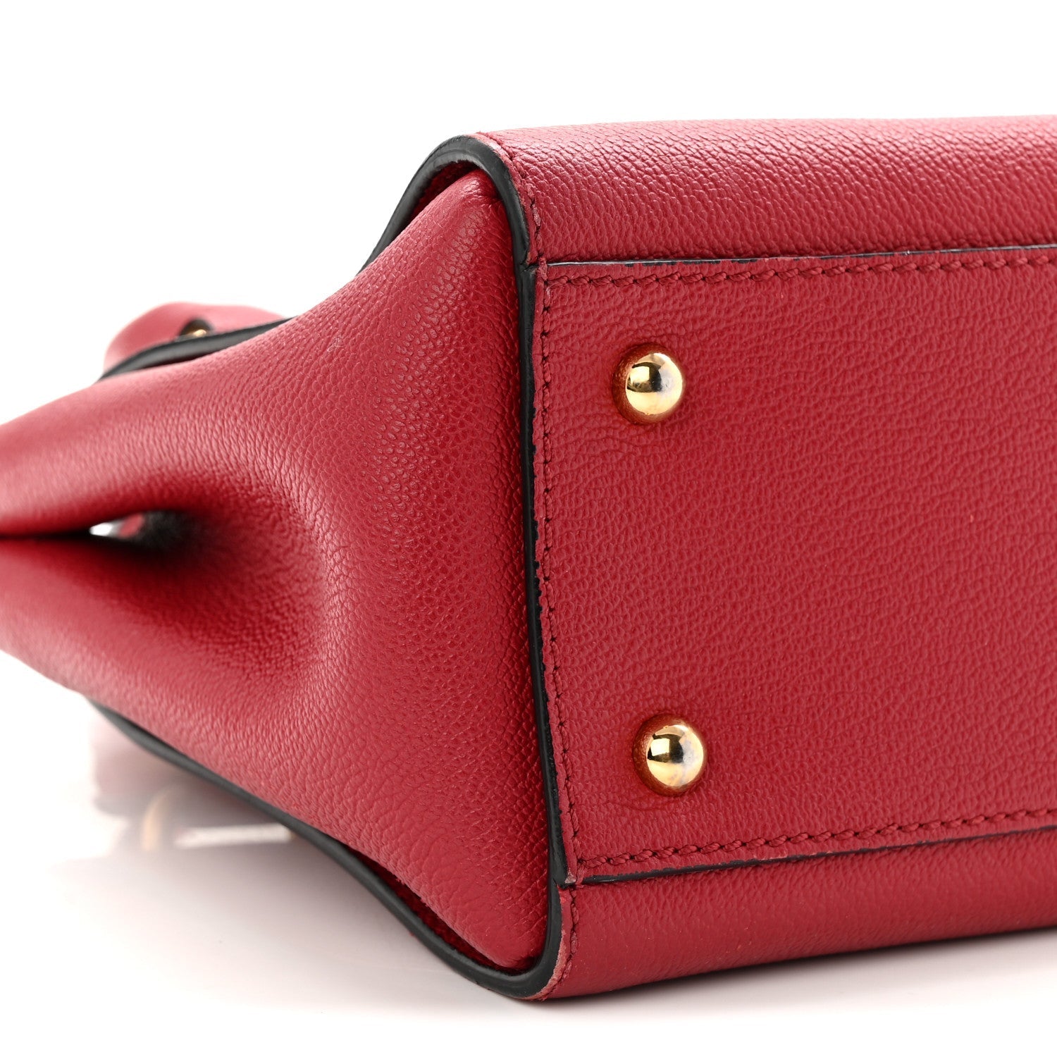 Soft Grain Calfskin Small Buckle Tote Parade Red