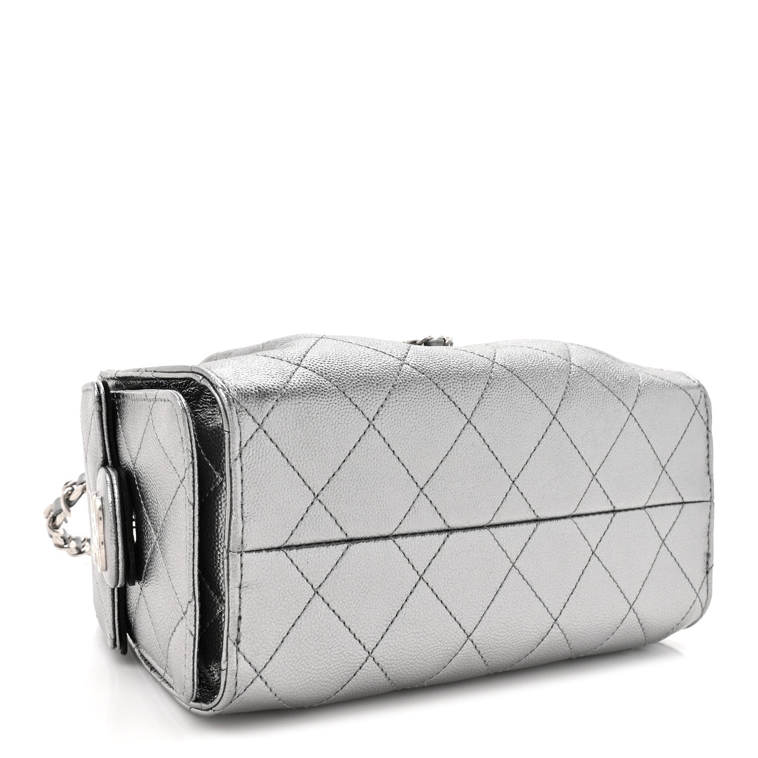Metallic Caviar Quilted Mini CHNL 25 Handbag Anthracite