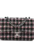 Wool Plaid Quilted Mini Rectangular Flap Pink Grey Multicolor