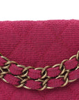 Tweed Quilted Medium Double Flap Fuchsia