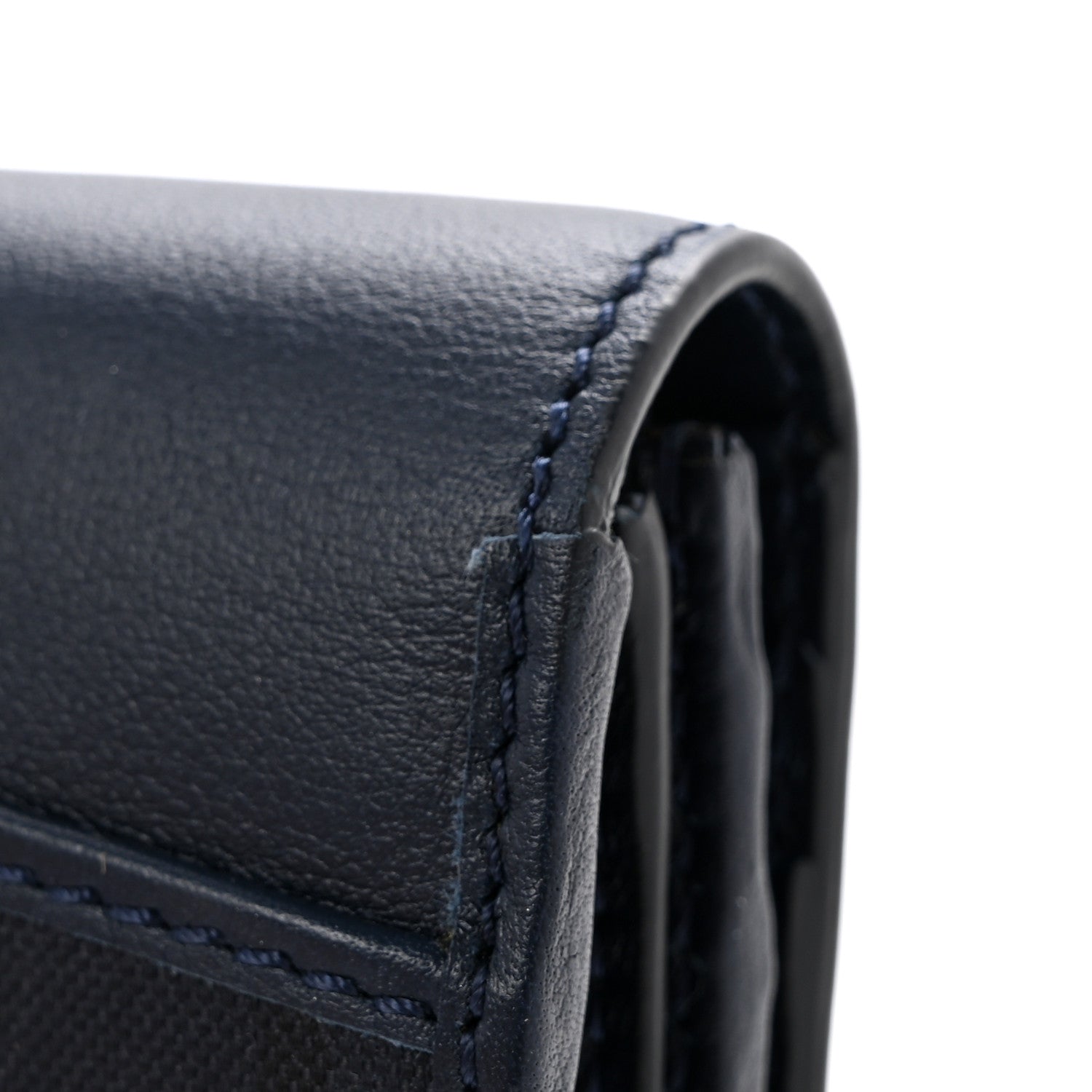 Overdyed Calfskin Horseferry Check Porter Continental Wallet Blue Carbon