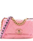 Denim Quilted Medium CHNL 19 Flap Neon Pink