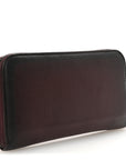 Grained Calfskin Zip Around Wallet Burgundy Black