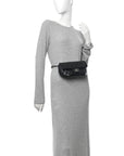 Calfskin Quilted CC Uniform Flap Belt Bag Black