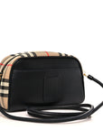 Calfskin Vintage Check Half Cube Crossbody Bag Black