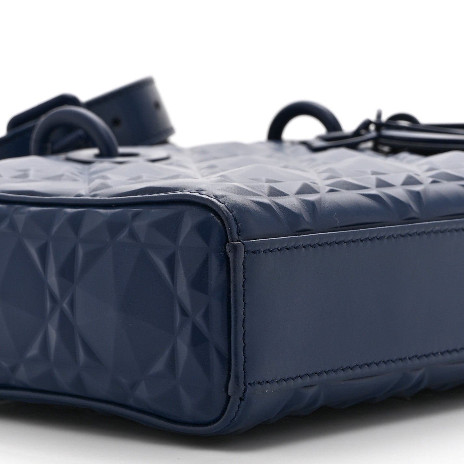 Calfskin Cannage Diamond Medium Lady D-Joy Navy Blue