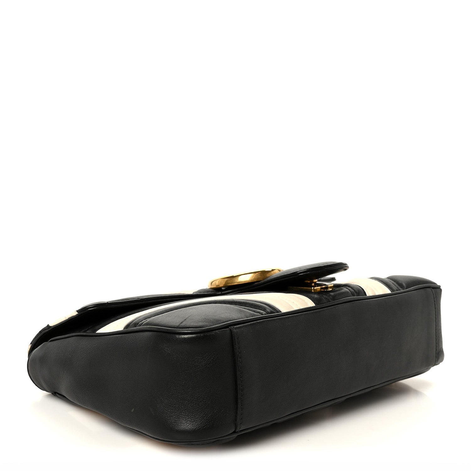 Calfskin Matelasse Medium GG Marmont Shoulder Bag Black White