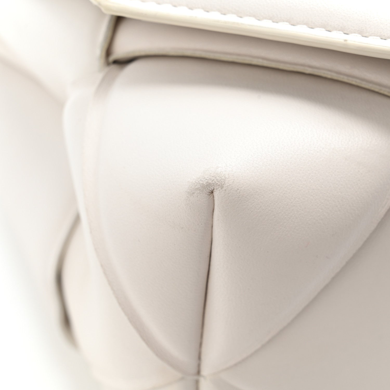 Nappa Intreccio Padded Top Handle Shoulder Bag White