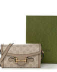 GG Supreme Monogram Textured Dollar Calfskin Mini Horsebit 1955 Shoulder Bag Beige Mystic White Oatmeal