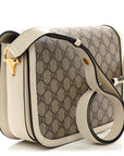 GG Supreme Monogram Horsebit 1955 Shoulder Bag Beige Mystic White