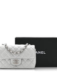 Metallic Lambskin Quilted Mini Rectangular Flap Silver