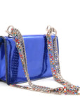 Metallic Patent Crystal D1ORaddict Flap Bag Blue