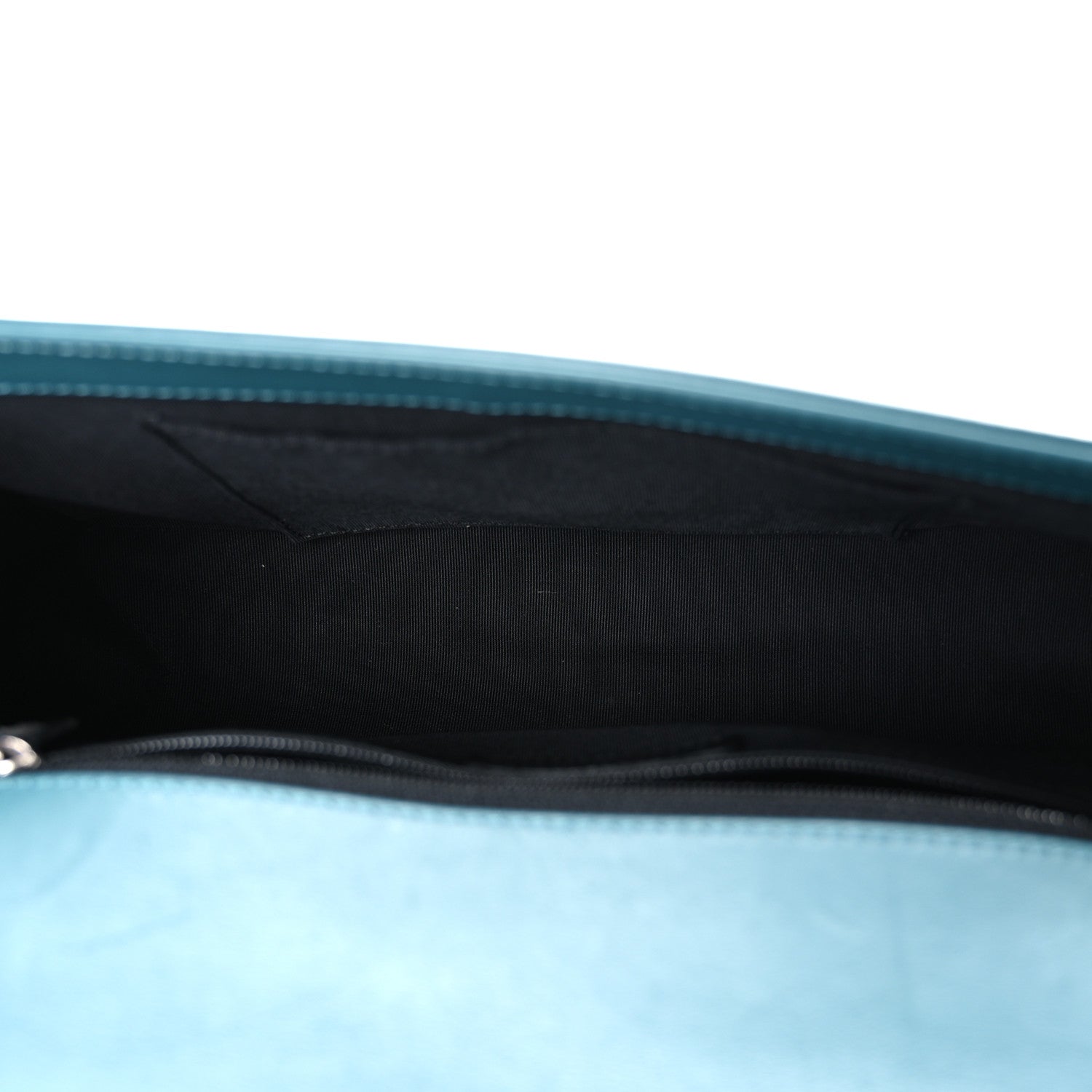 Patent Calfskin Quilted New Medium Plexiglass Boy Flap Turquoise