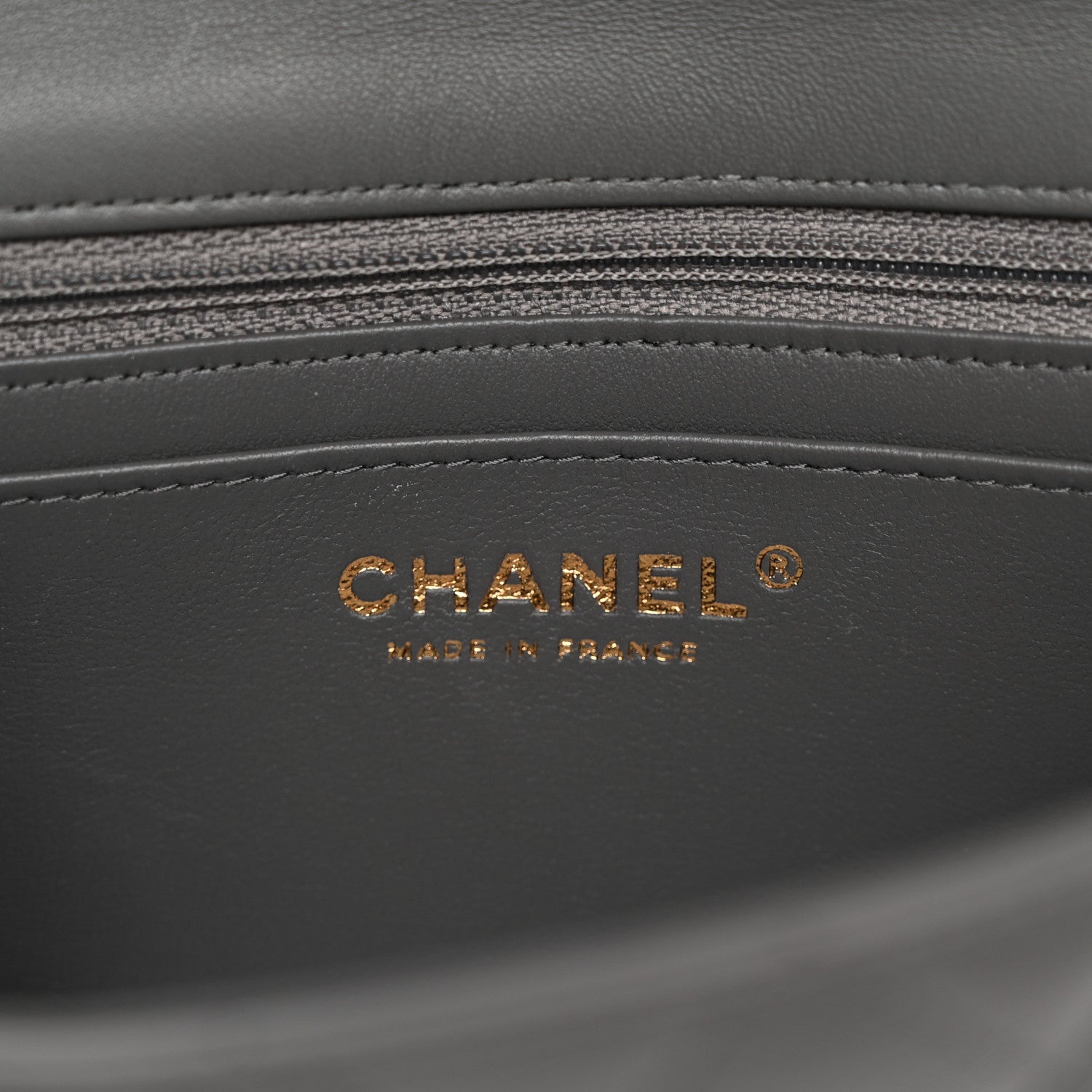 Lambskin Quilted Mini Rectangular Flap Dark Grey