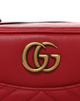 Calfskin Matelasse Medium GG Marmont Chain Shoulder Bag Hibiscus Red