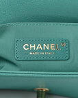 Caviar Chevron Quilted Small Boy Flap  Green