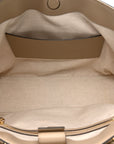 GG Supreme Monogram Textured Dollar Calfskin Web Medium Ophidia Shopping Tote Beige Mystic White Oatmeal