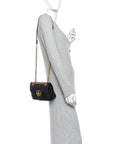 Calfskin Matelasse Mini GG Marmont Shoulder Bag Black