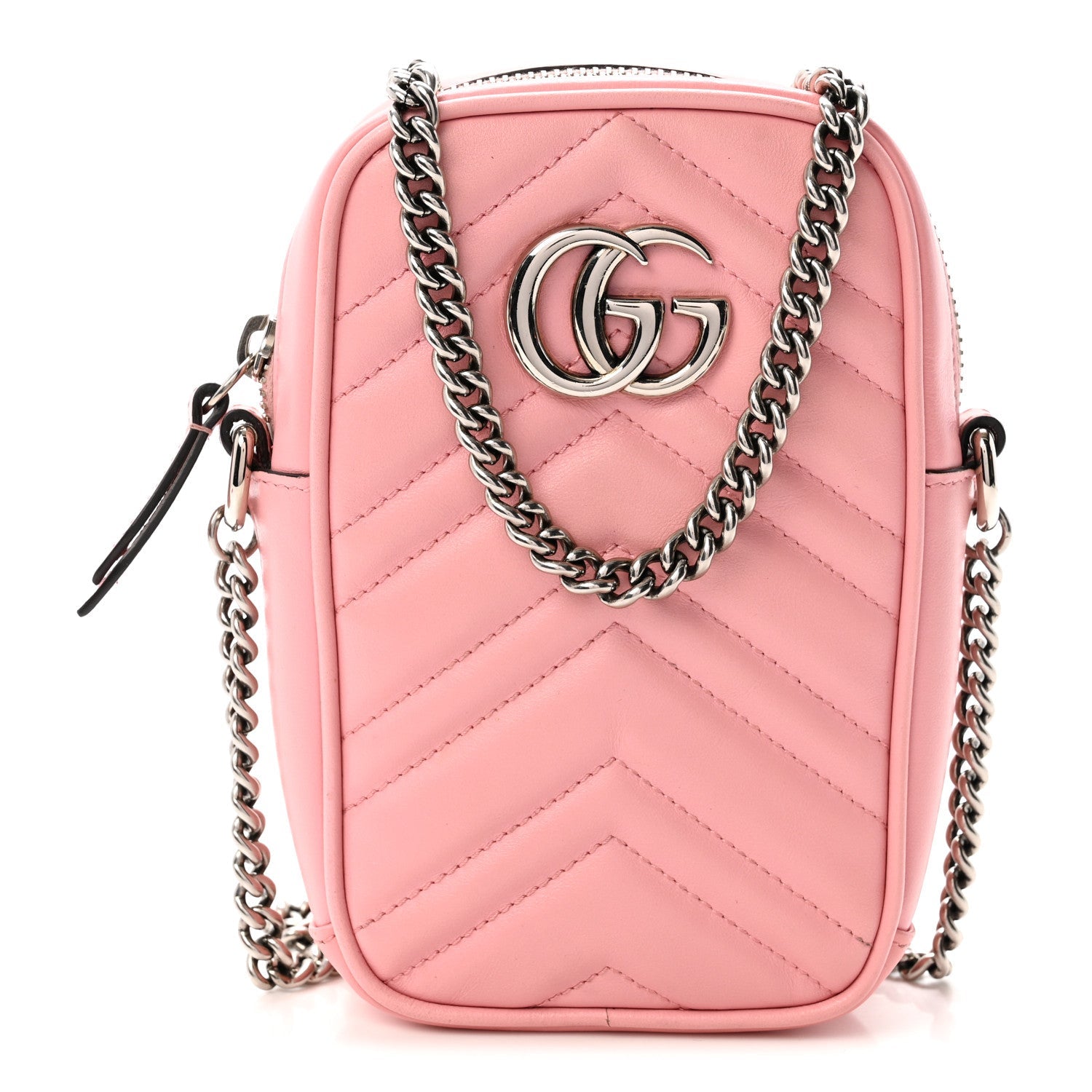 Calfskin Matelasse Mini GG Marmont Crossbody Bag Wild Rose