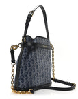 Denim Jacquard Oblique C'est D1OR Bucket Bag Blue