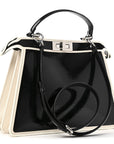 Canvas Spalmato Vernice Roses Medium Peekaboo I SEE U Satchel Black Grezzo