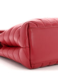 Calfskin Y Quilted Monogram Medium Loulou Chain Satchel Lipstick Red