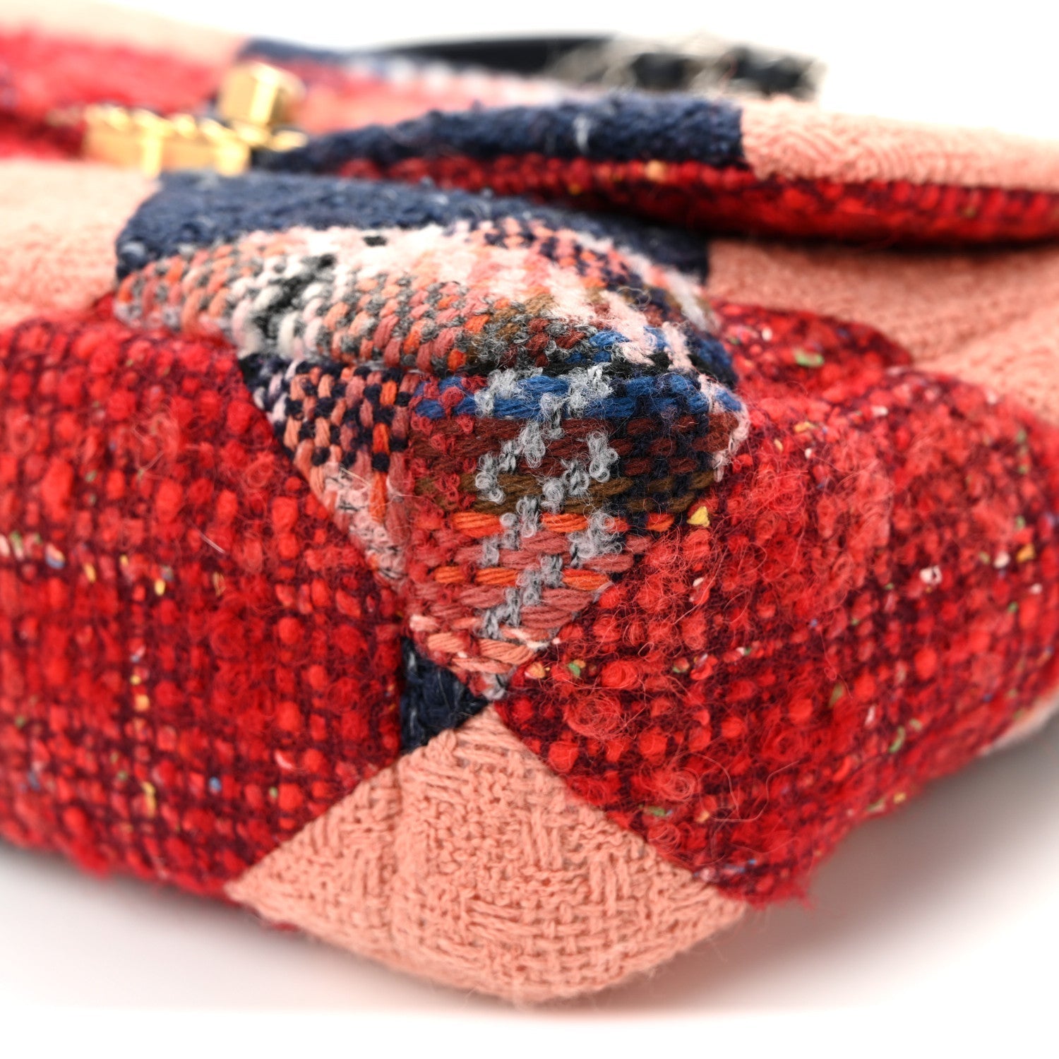 Tweed Quilted Medium CHNL 19 Flap Red Navy Multicolor