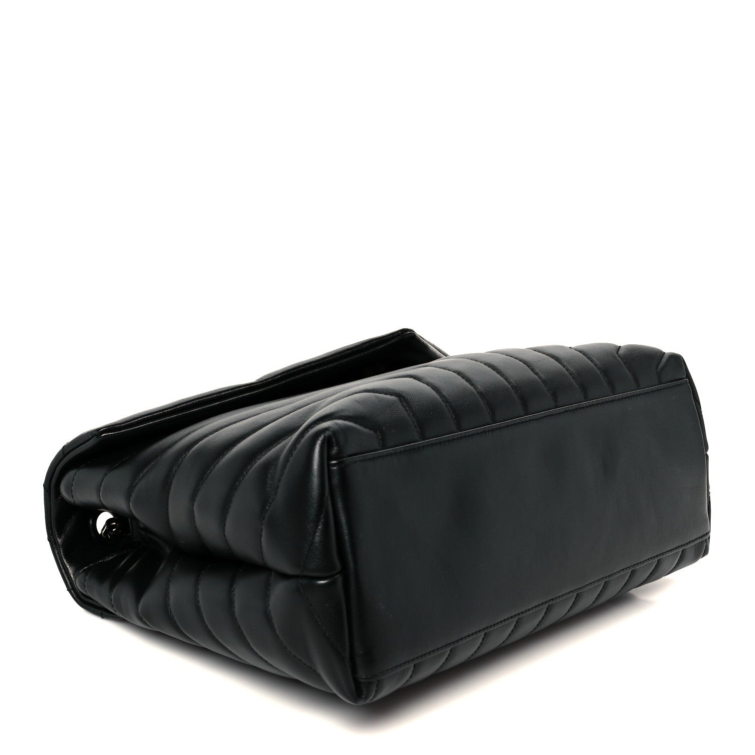 Calfskin Y Quilted Monogram Monochrome Medium Loulou Chain Satchel Black
