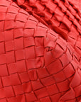 Nappa Intrecciato Ruffle Tote Red