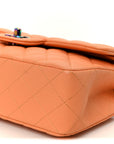 Caviar Quilted Rainbow CC Small Double Flap Orange