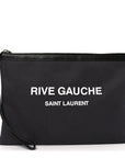Linen Canvas Rive Gauche Zipped Pouch Black