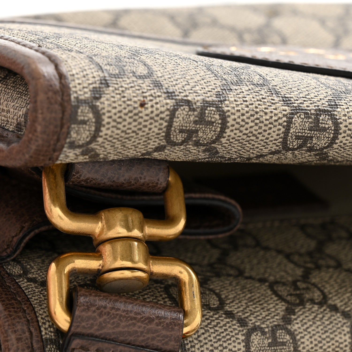 GG Supreme Monogram Web Small Neo Vintage Double Flap Messenger Bag Beige New Acero