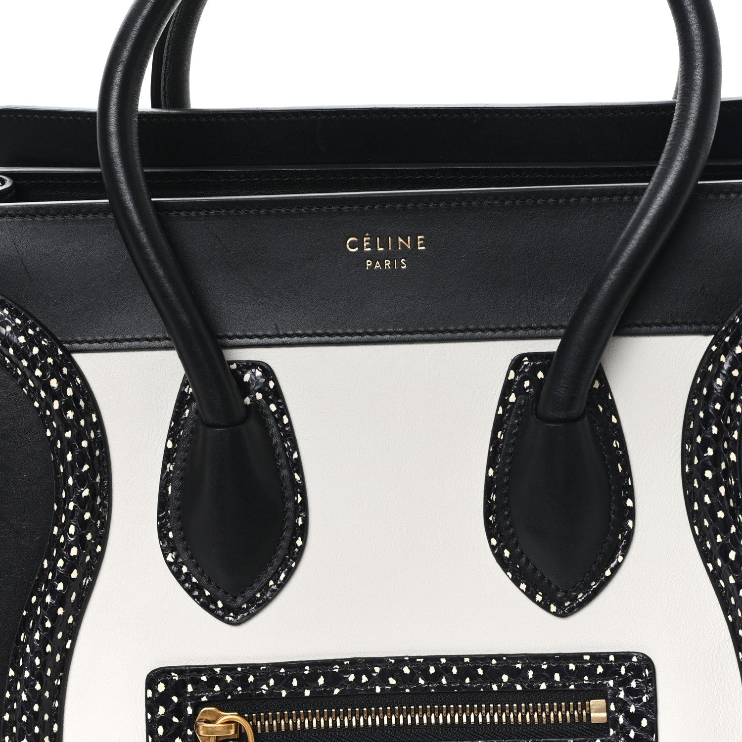 Polka Dot Snakeskin Smooth Calfskin Micro Luggage Black White