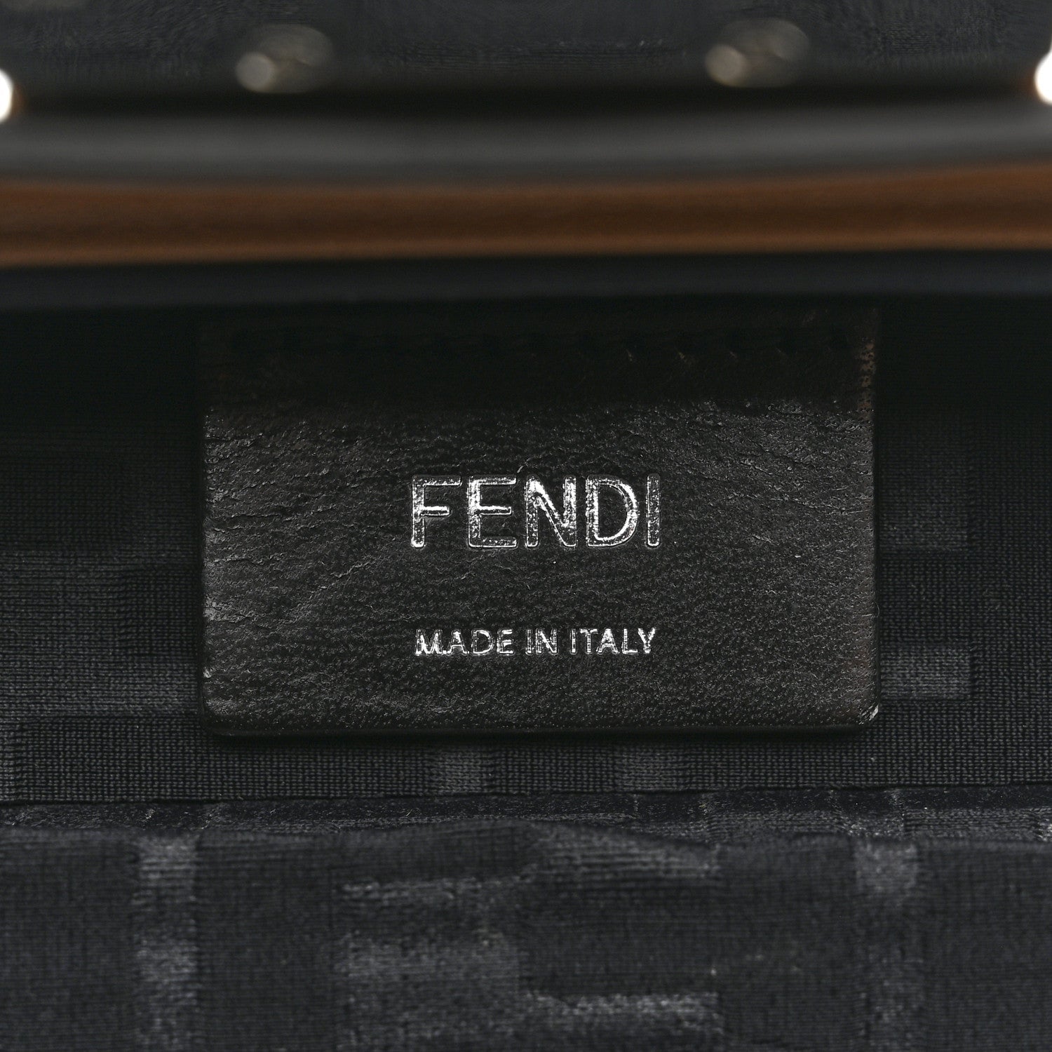 Shiny Glazed Fabric Vachetta FF 1974 Mini Baguette Trunk Mogano Panna Cuoio