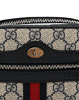 GG Supreme Monogram Textured Dollar Calfskin Web Mini Ophidia Shoulder Bag Beige Blue