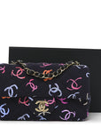 Printed Fabric Quilted Mini Rectangular Flap Black Pink Blue Yellow Orange