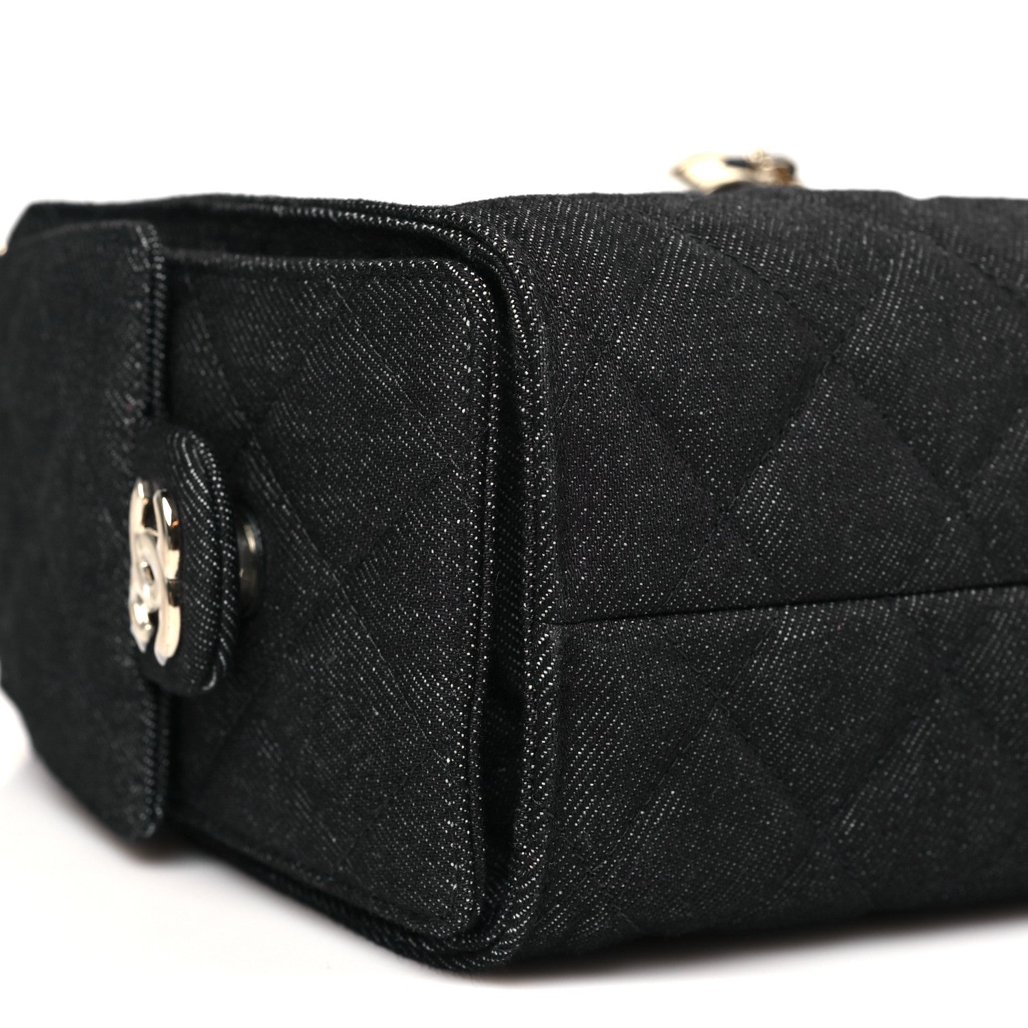 Denim Quilted Mini CHNL 25 Handbag Dark Blue
