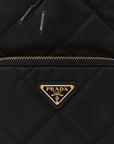 Re-Nylon Saffiano Stitched Duet Bucket Bag Black