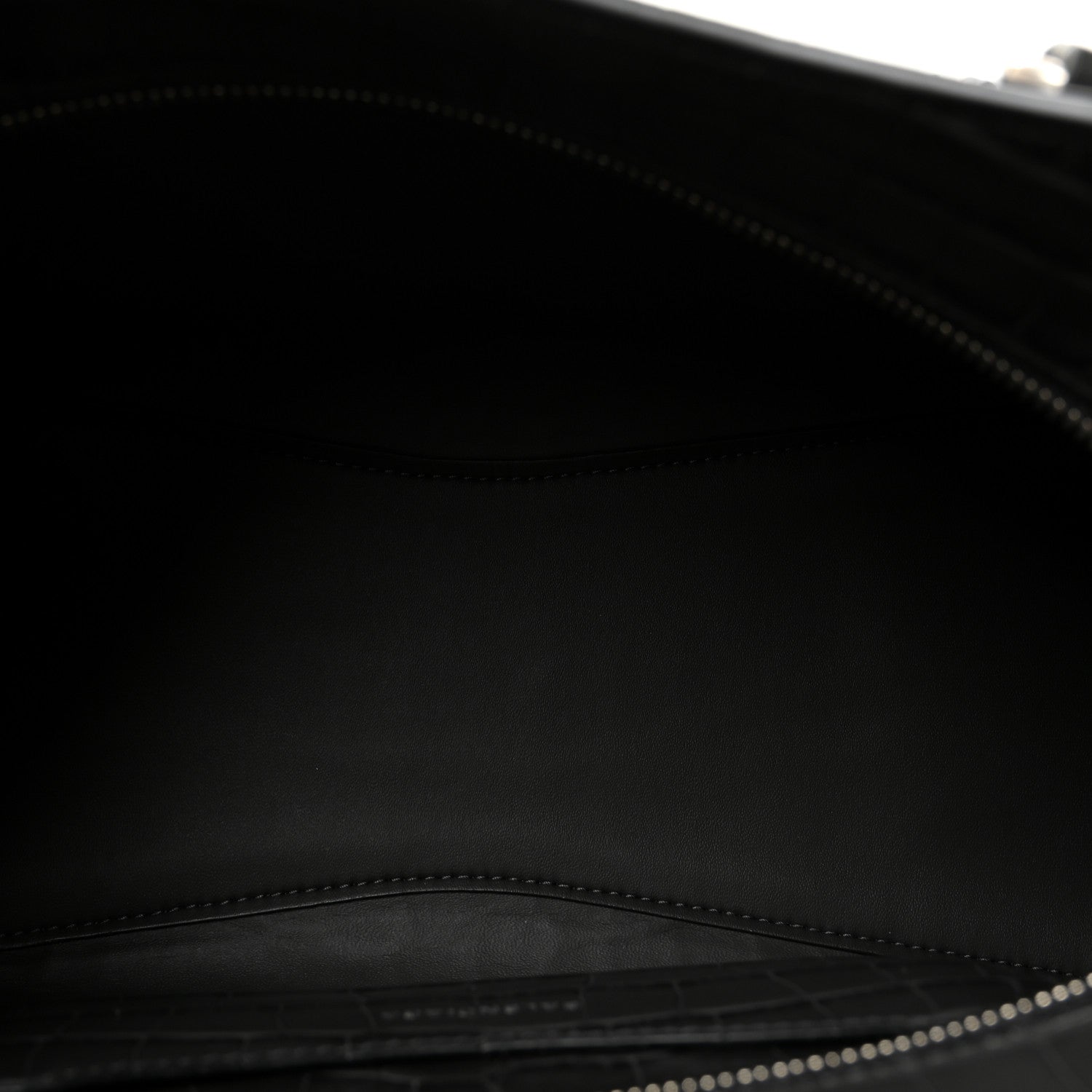 Shiny Supple Calfskin Crocodile Embossed Neo Classic Silver Hardware S City Dark Grey