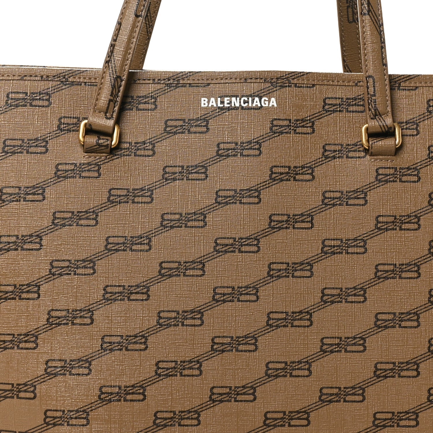 Coated Canvas BB Monogram Large Signature East West Shopper Bag Beige Brown