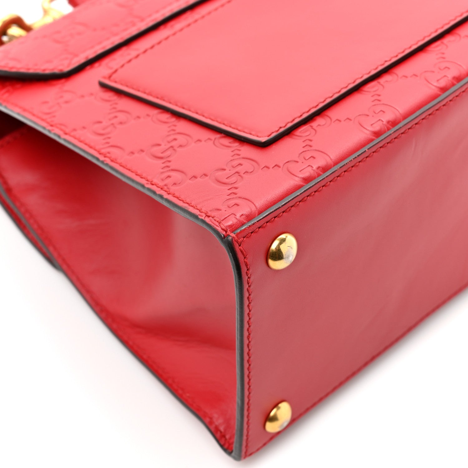 GCCIssima Signature Small Padlock Top Handle Bag Hibiscus Red
