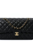 Caviar Quilted Medium Double Flap Black